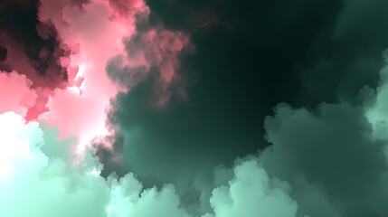 Poster - Enigmatic Sky Canvas Pink and Teal Hues Abstract Atmospheric Dreamscape Backdrop Digital Art