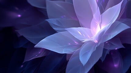 Poster - Ethereal Bloom Abstract Flower Digital Art with Light and Shadow Play in Violet Tones Fantasy Design