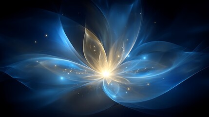 Poster - ethereal bloom digital art glowing blue light fantasy illustration abstract composition graphic desi