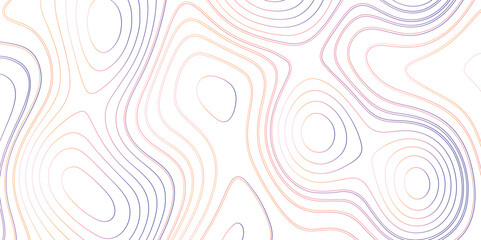 Aufkleber - Abstract white colorful gradient Topographic line map pattern background. Contour elevation topographic and textured Background Modern design with White background with topographic wavy patte.	