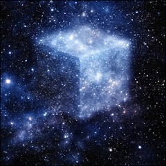 Poster - Ethereal Cube Nebula Galaxy with Dazzling Starfield Background Cosmic Wonder Display of Space Brilliance