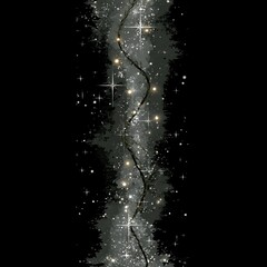 Poster - ethereal nightscape with twisting vine and sparkling stars under a shimmering silver sky