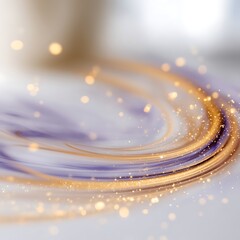 Poster - ethereal swirl of gold and purple hues abstract art with sparkling bokeh visual texture creation