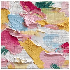 Poster - Expressionist Canvas with Brushstroke Texture a Colorful Composition in Pastel Tones and Bold Strokes.