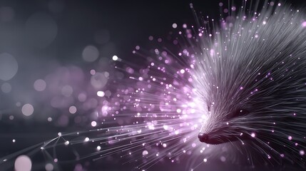 Poster - fiber optic fantasy fox with digital sparkles and abstract lights in an ethereal ambiance.