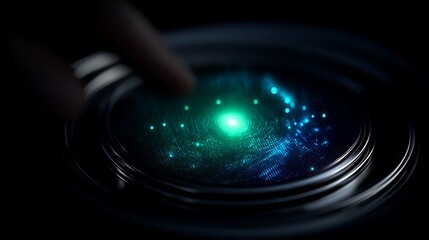 Poster - Fingerprint Scan Interface Modern Technological Device Authentication System Biometric Verification.