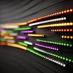 Poster - futuristic light display dynamic led art installation abstract glowing colorful pattern.
