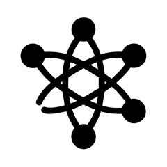 Poster - Abstract atom structure vector graphic design with black circles connected by curved lines art illustration