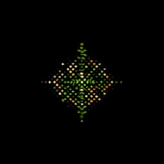 Poster - geometric abstract square fractal art composition with green yellow and black minimalist design