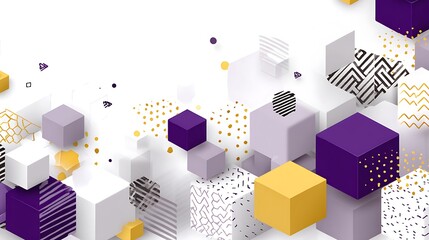 Poster - geometric abstraction with cubes polka dots and zigzags stylish modern design and composition.