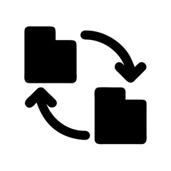 Poster - Folder sync icon for file transfer and data synchronization backup and migration process concept