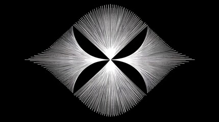 Poster - geometric arrangement of lines in diamond shape centered on dark background minimalist design.