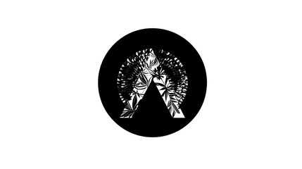 Poster - geometric icon with floral fill design representing abstract nature and modern minimalist style