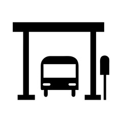Poster - Bus stop public transport station transportation shelter urban city travel sign service route, 90 char