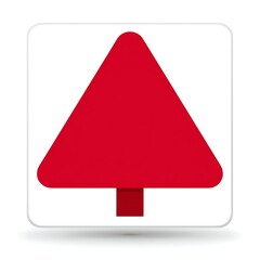 Poster - Geometric Red Tree Icon Simple Design on White Background Visual Graphic Element Clean and Modern Style.