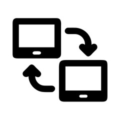 Poster - Data transfer between devices icon vector illustration for file sharing and cloud storage apps