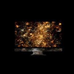 Poster - glimmering light burst on digital screen showcasing abstract art in a modern display technology.