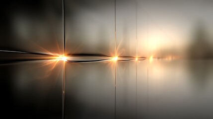 Poster - Glimmering Metallic Panels Arrayed with Bright Orbs Sparkling Reflected Surface Aesthetic Display.
