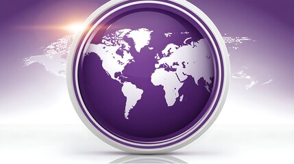 Poster - global perspective world map illustration in circle frame depicts connectivity and international net