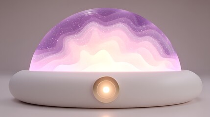 Poster - Glowing Dome Lamp with Layered Light and Central Button Design for Home Decor and Ambiance.
