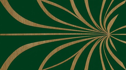 Poster - Golden Rays on Emerald Green Backdrop Art Deco Inspired Design Richly Textured Visual Display.