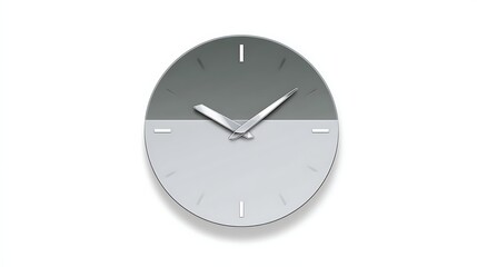 Poster - Gray and Silver Wall Clock Displaying a Little Past Eleven in Modern Setting and Clean Backdrop.