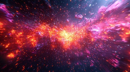 Wall Mural - Cosmic explosion, vibrant colors, abstract