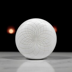 Poster - Intricate Geometric Pattern Sphere Surface Texture Detail Elegant Design Reflective Surface Still Life.
