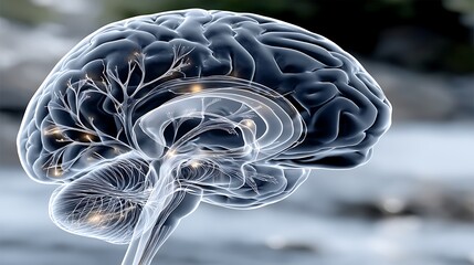 Poster - Intricate Human Brain Structure Neural Pathways and Cerebral Complexity Detailed Visualization Anatomy