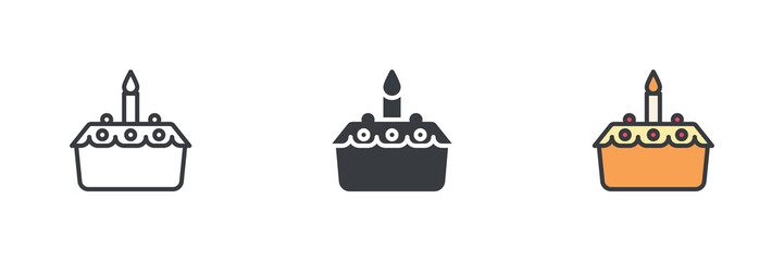 Aufkleber - Easter cake with a lit candle different style icon set