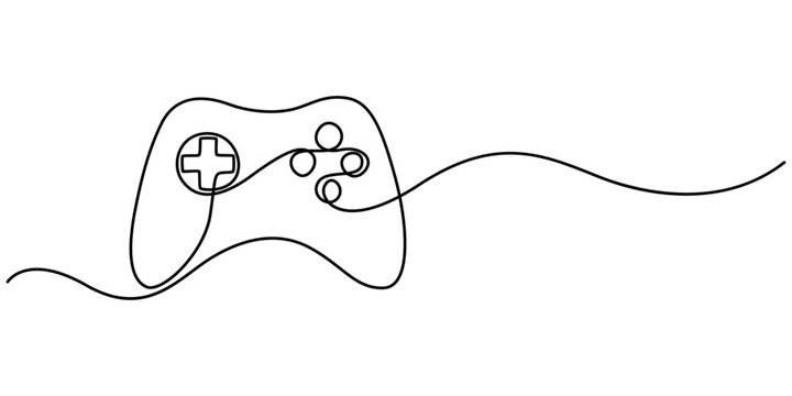 Handheld game console outline drawing illustration. one continuous line drawing of vintage game console, One Continuous Line Drawing of Gamer Icon. Single Line Vector Illustration, minimalist on white