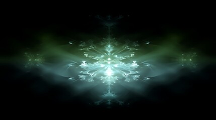 Poster - Luminescent Floral Fractal Radiance In The Dark Depths Abstract Arrangement Glowing Design.