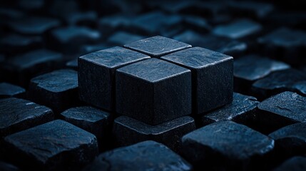 Poster - A black square is surrounded by many other black squares