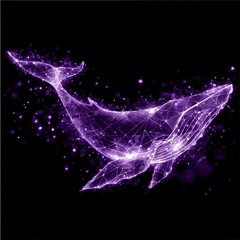 Wall Mural - luminous whale polygon artistry against the infinite night canvas aquatic digital creativity
