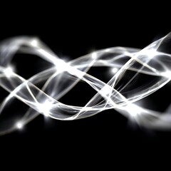 Poster - Luminous White Light Trails Against Dark Backdrop Elegant Curving Lines Flowing Light Streaks.