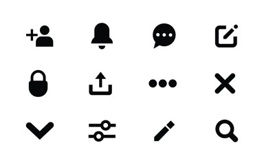 pinterest all icon and logo set vector design. ui app interface icon or symbol. pinterest all design