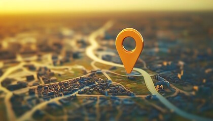 Fototapete - 3D Map travel location. Locator mark of map and location pin or navigation icon sign on background with search. 3D rendering. 