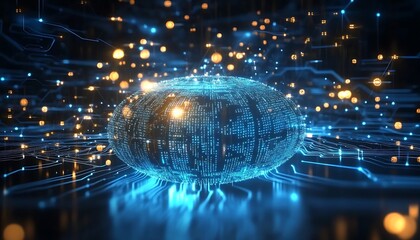 Poster - Abstract futuristic background Data Transfer. technology concept. Futuristic cyberspace background.
