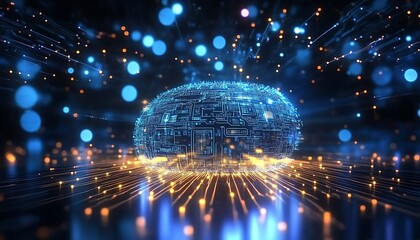 Poster - Abstract futuristic background Data Transfer. technology concept. Futuristic cyberspace background.