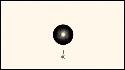 Poster - Minimalist Illustration of a Concentric Sphere with a Dot Below Indicating Position Zero Concept.