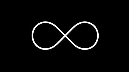Poster - Minimalist Infinity Symbol on Black Backdrop Representing Limitless Potential and Timelessness Concept