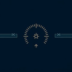 Poster - Minimalist Illumination Gauge Design Displaying Light Intensity and Direction on Dark Blue Background.
