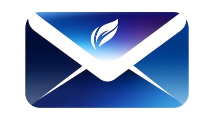 Poster - Modern Email Envelope Icon in Blue with Feather Detail Graphic Resource for Communication Design