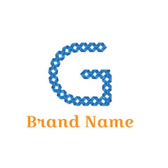 Fototapete - A blue vector illustration presents a modern company logo design, a business sign with an icon and text, suitable for web use. G letter Logo with rectangle effect.