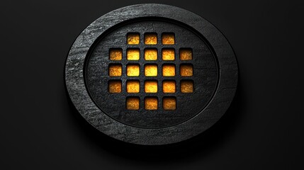Poster - Abstract Glowing Grid in Dark Circular Frame