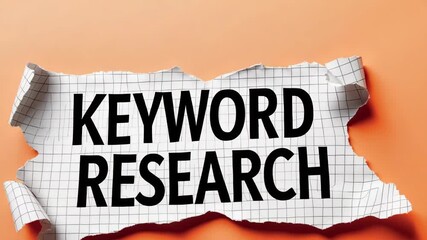 Poster - Keyword research words on a torn piece of paper with a background. Conceptual symbol. Space for text.