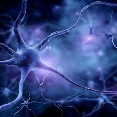 Poster - Network of Neurons Connecting Brain Cells in Complex Neural System 3D Rendered Illustration.