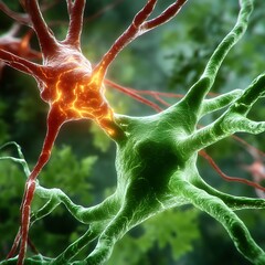 Poster - Neurons Communicating Network Synapse Connection Brain Cells Nervous System Microscopic Science Neural.