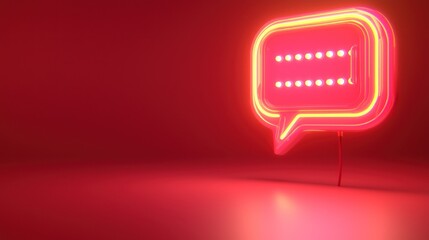 Poster - Red Neon Speech Bubble Message Digital Communication