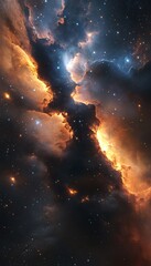 Wall Mural - a stunning visual of a enormous black hole surrounded by vibrant stellar formations in cosmic space